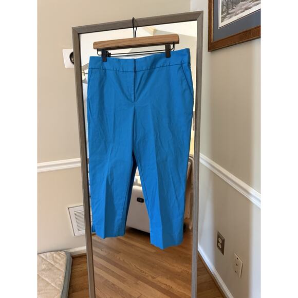 Talbots Petites Signature Pants Womens Size 10P Blue Crop Chino Stretch - Picture 1 of 4